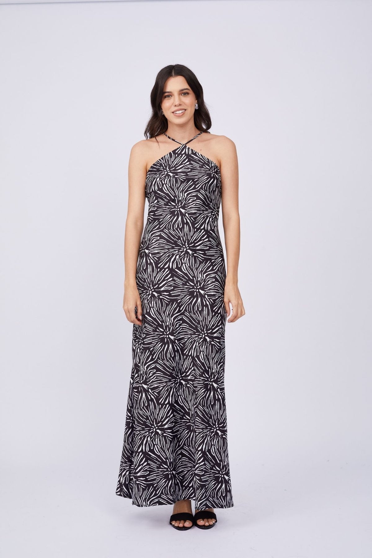 Vestido Halter Seda Estampado