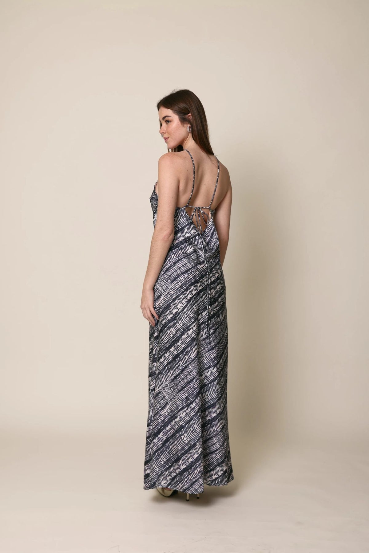 Vestido Seda Halter Azul