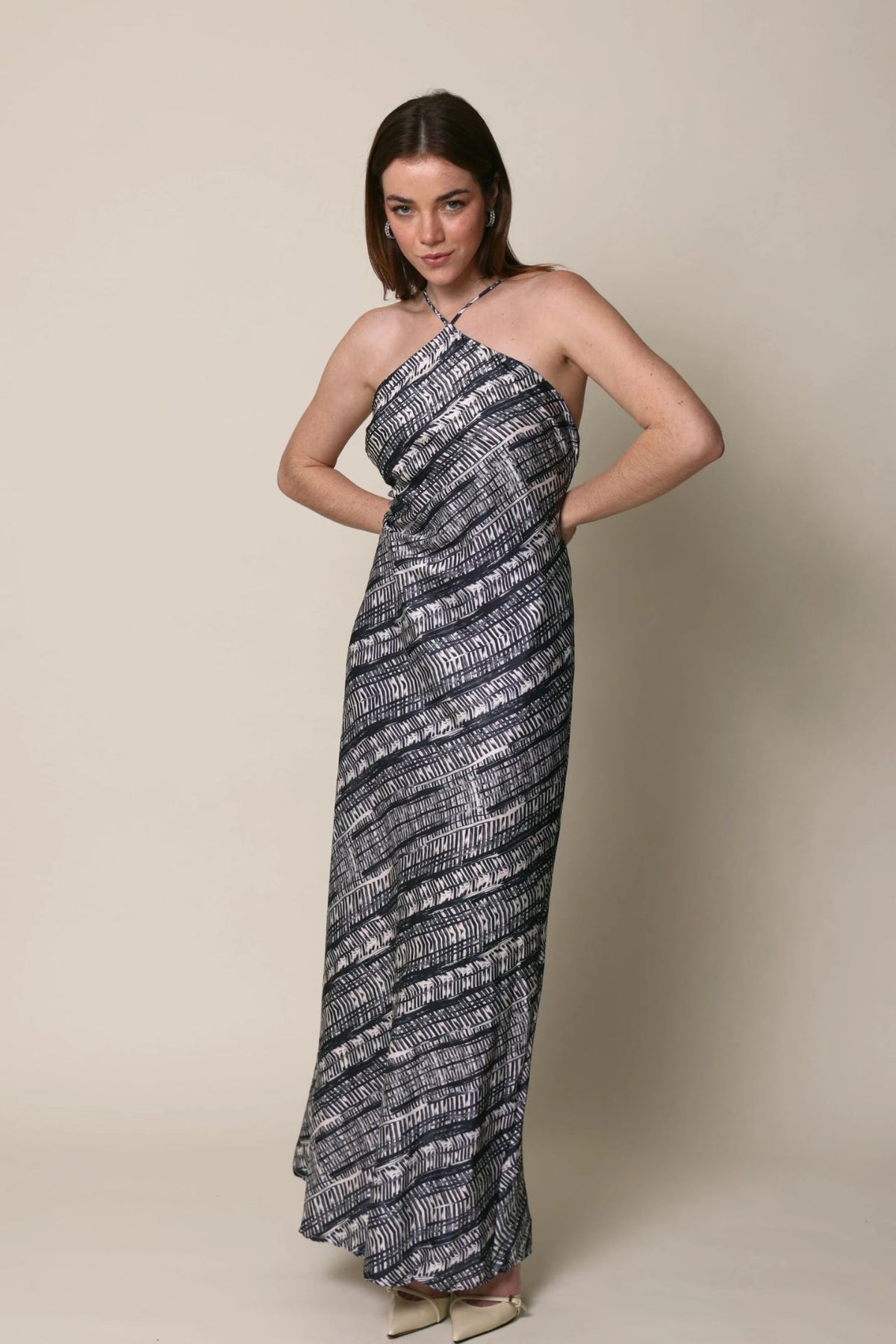 Vestido Seda Halter Azul