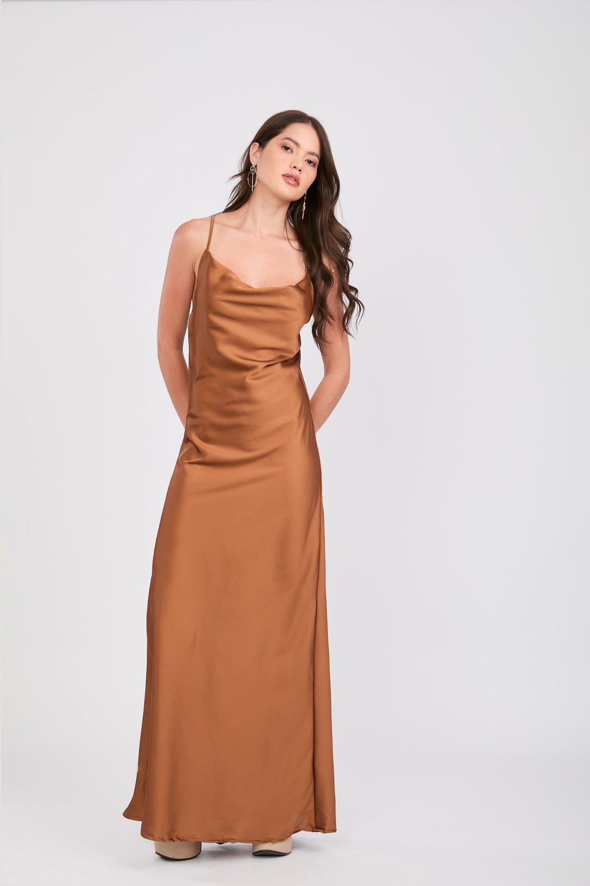 Vestido de Seda Bronze