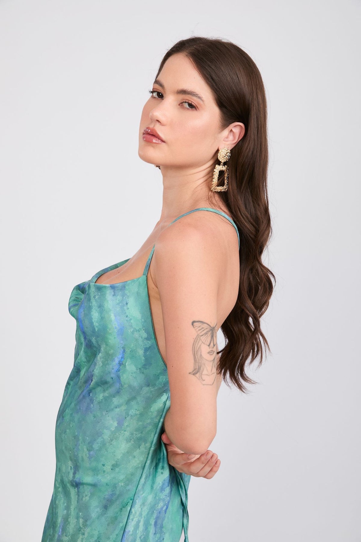 Vestido Seda Waves Verde