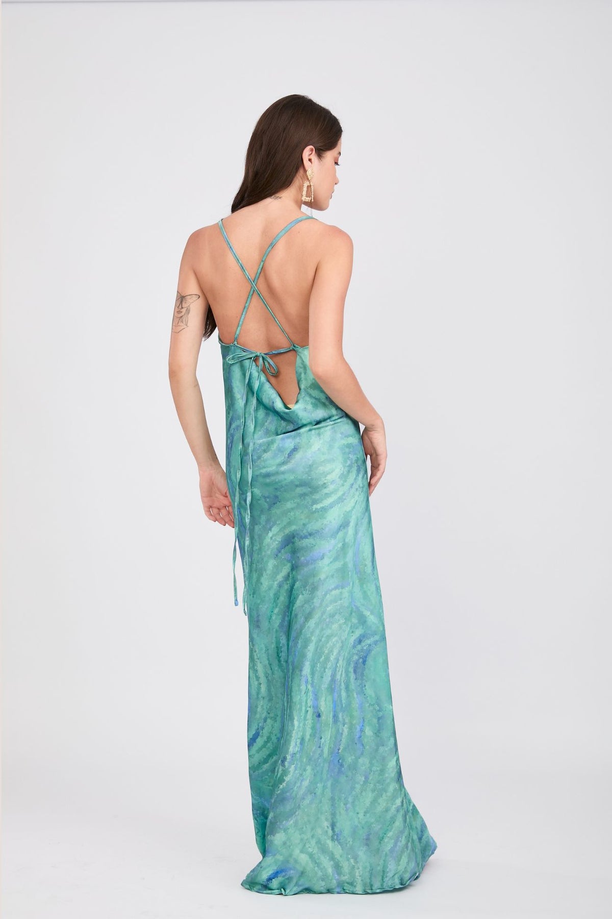 Vestido Seda Waves Verde