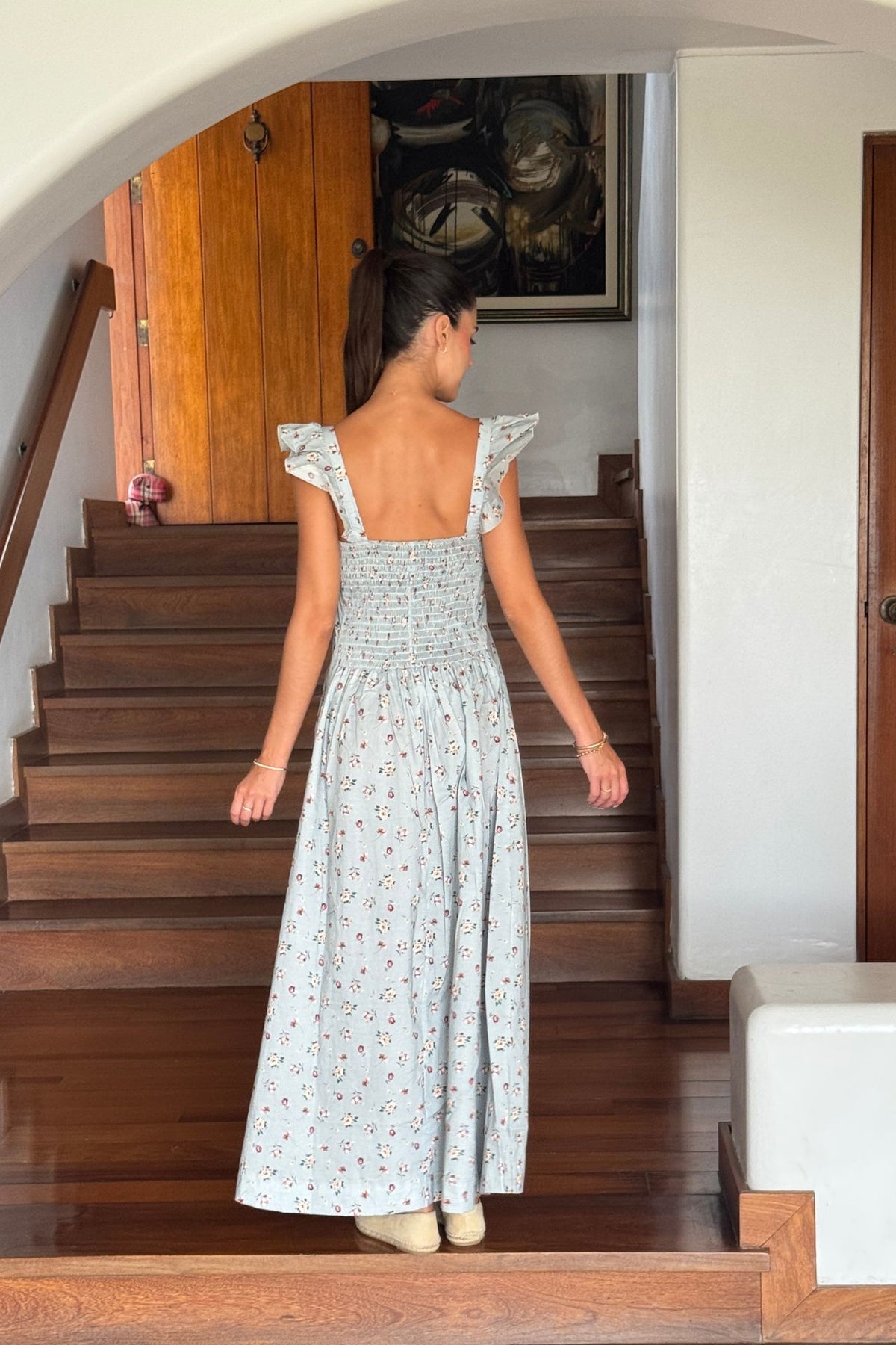 Vestido Mila Celeste con Guinda