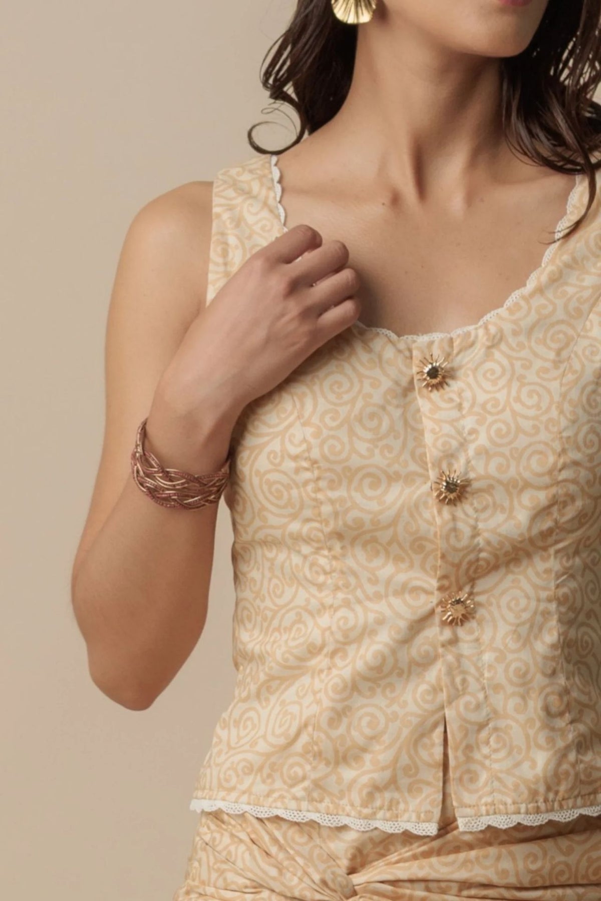 Blusa Solaria Print Filigrana Warm