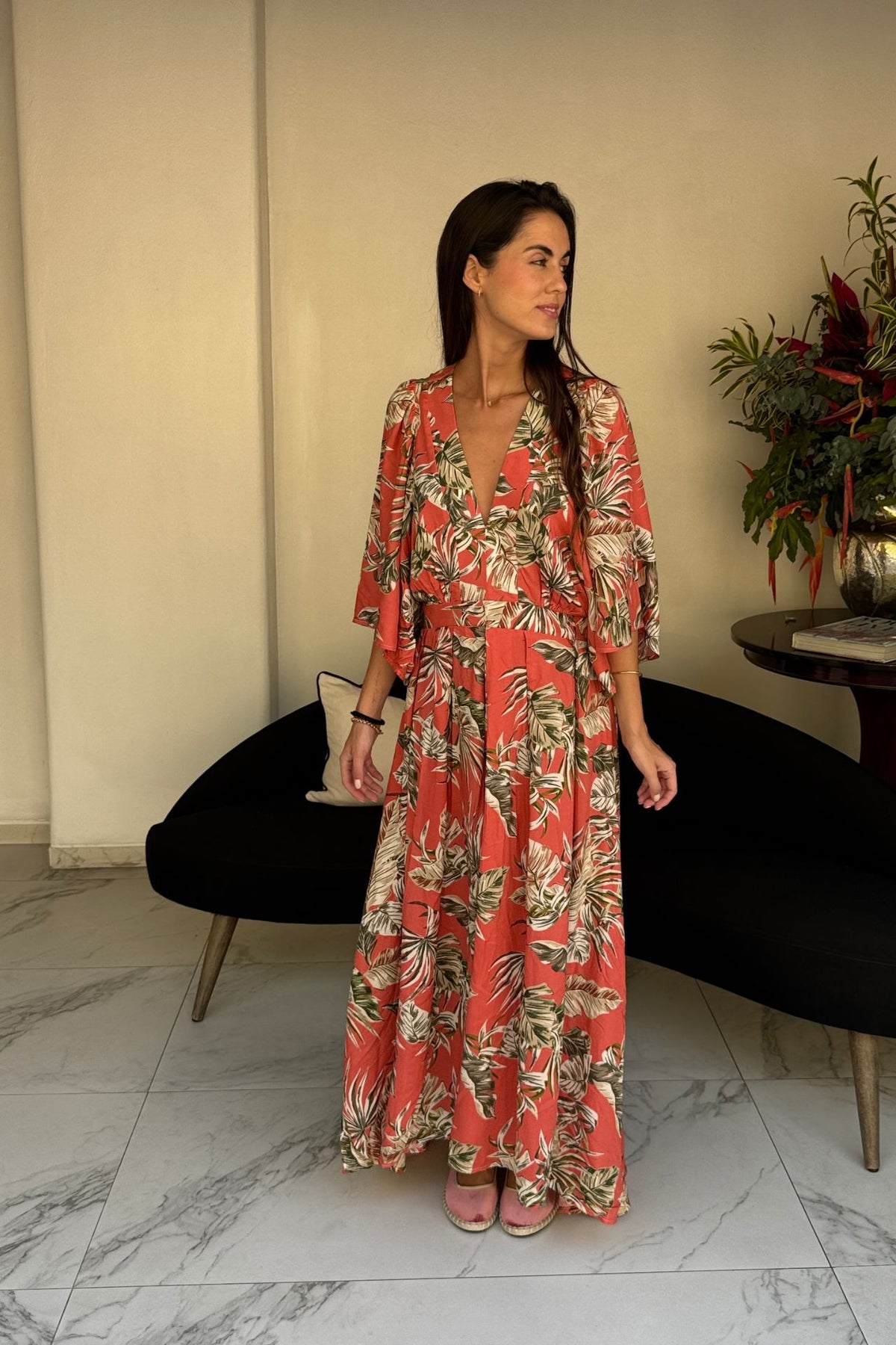 Vestido Alessia Coral Palmeras