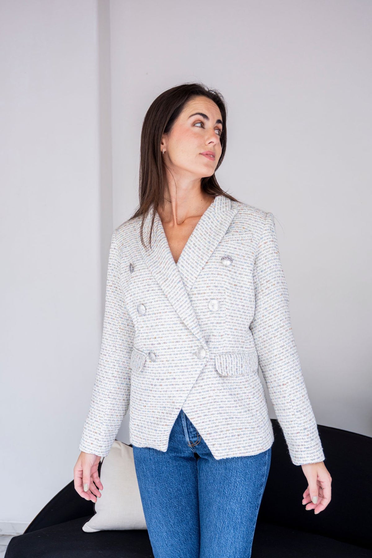 Blazer Tweed Blanco