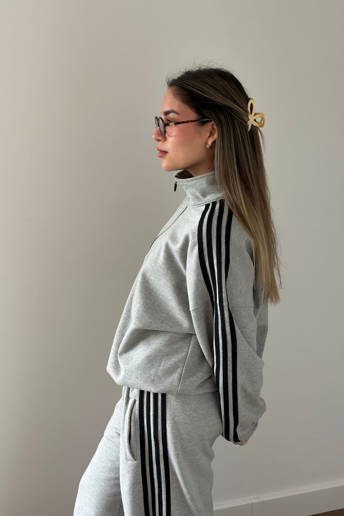 Sweater Trackline Halfzip Melange