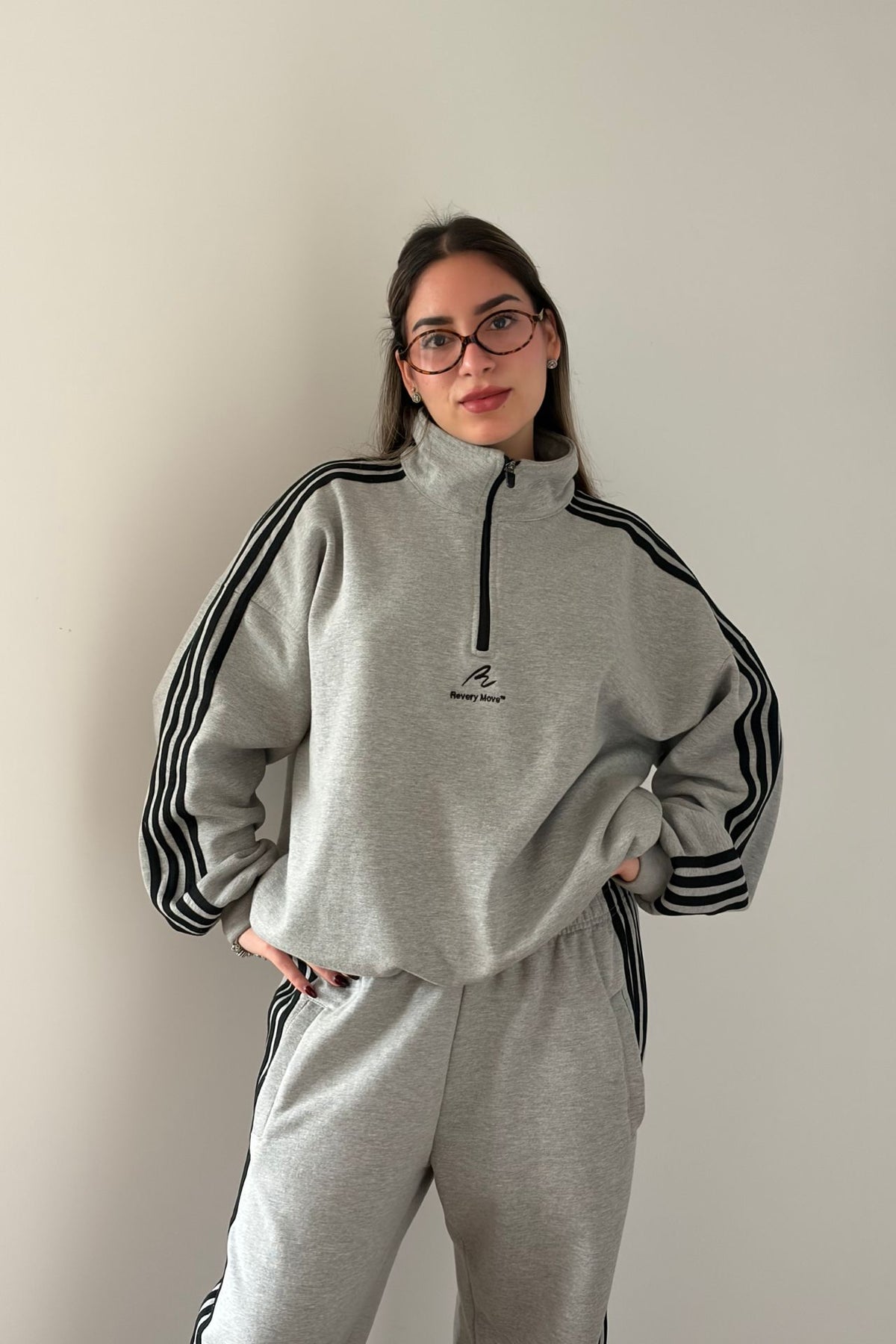 Sweater Trackline Halfzip Melange