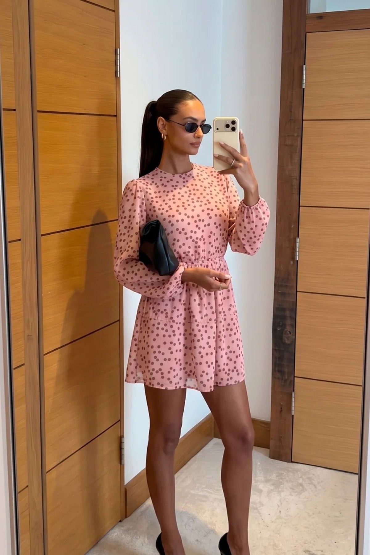 Vestido Canela Rosado Polkadots