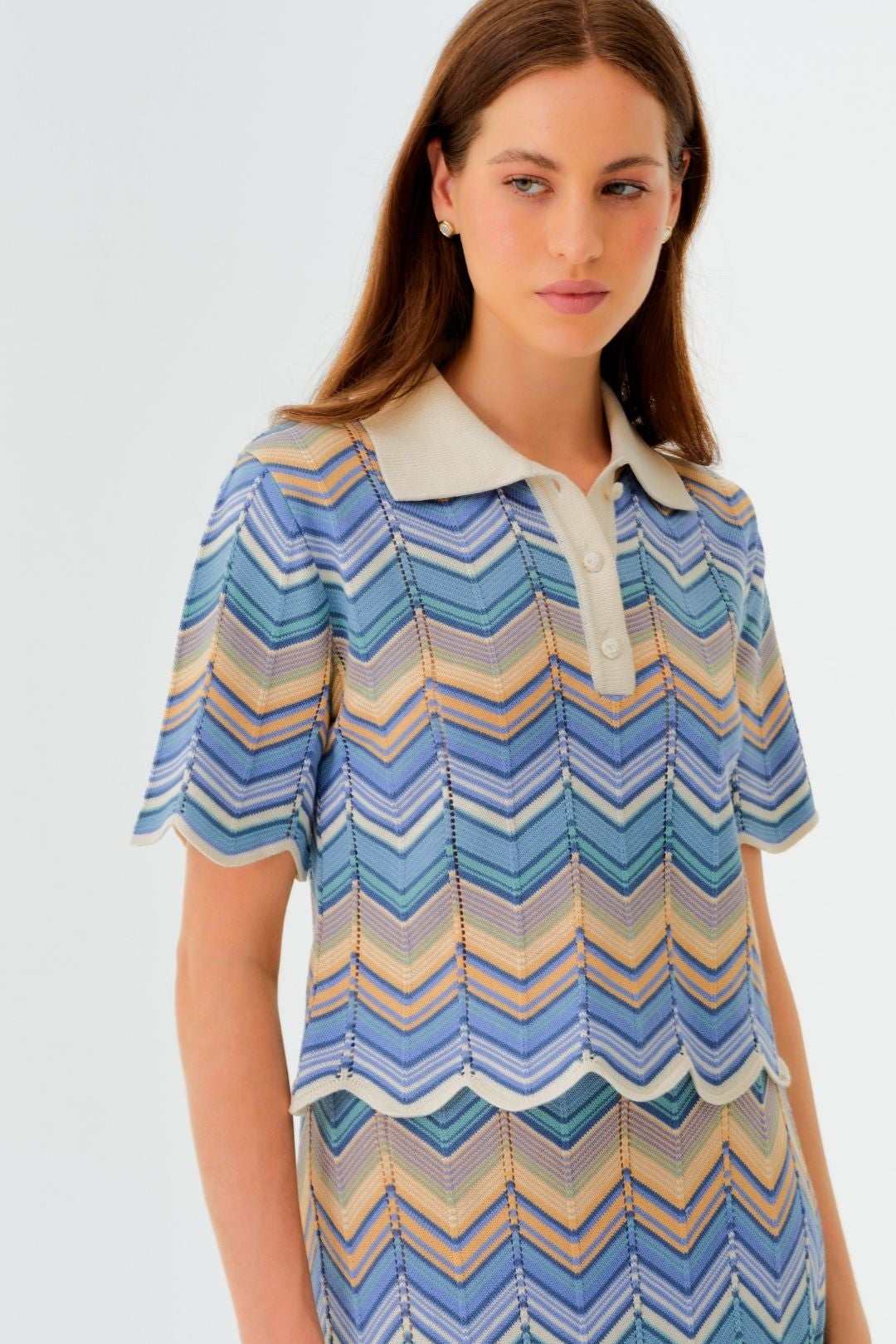 Pre Venta Top Zoe Azul Con Marrón