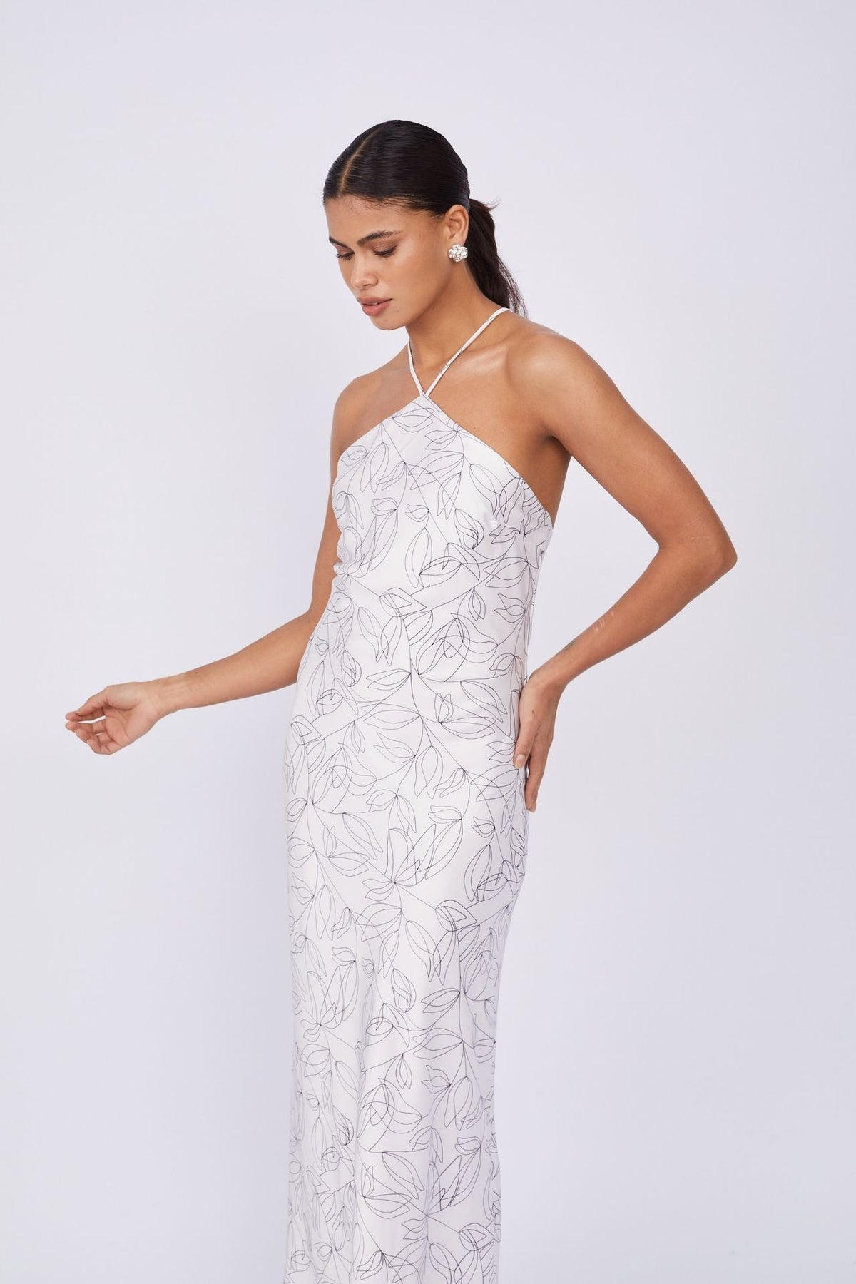 Vestido Halter Seda Estampado