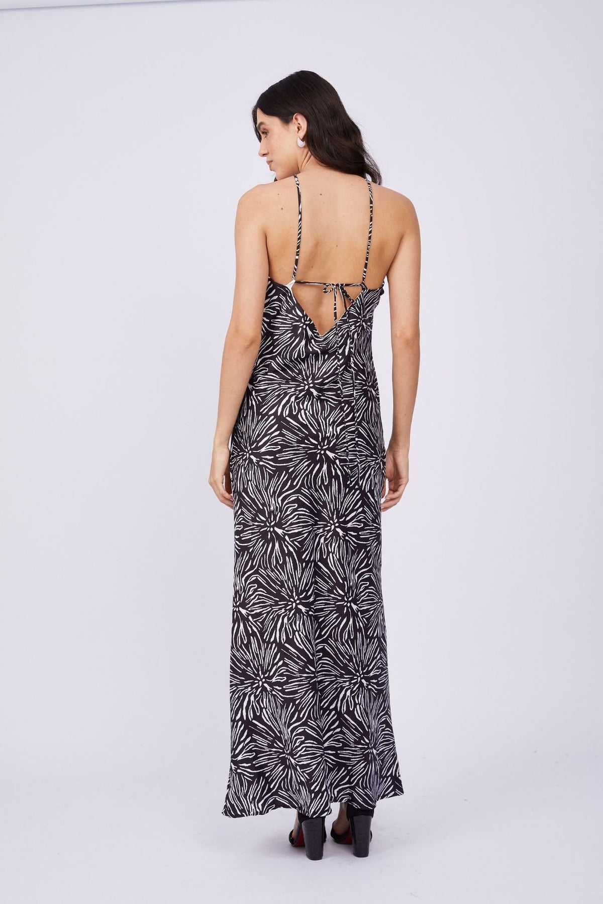 Vestido Halter Seda Estampado