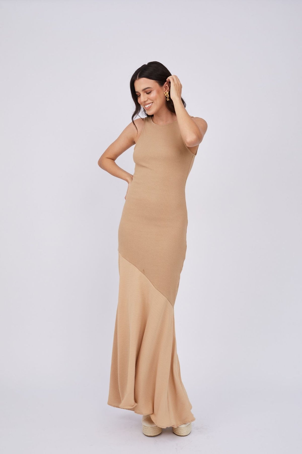 Vestido Rib Duo Beige