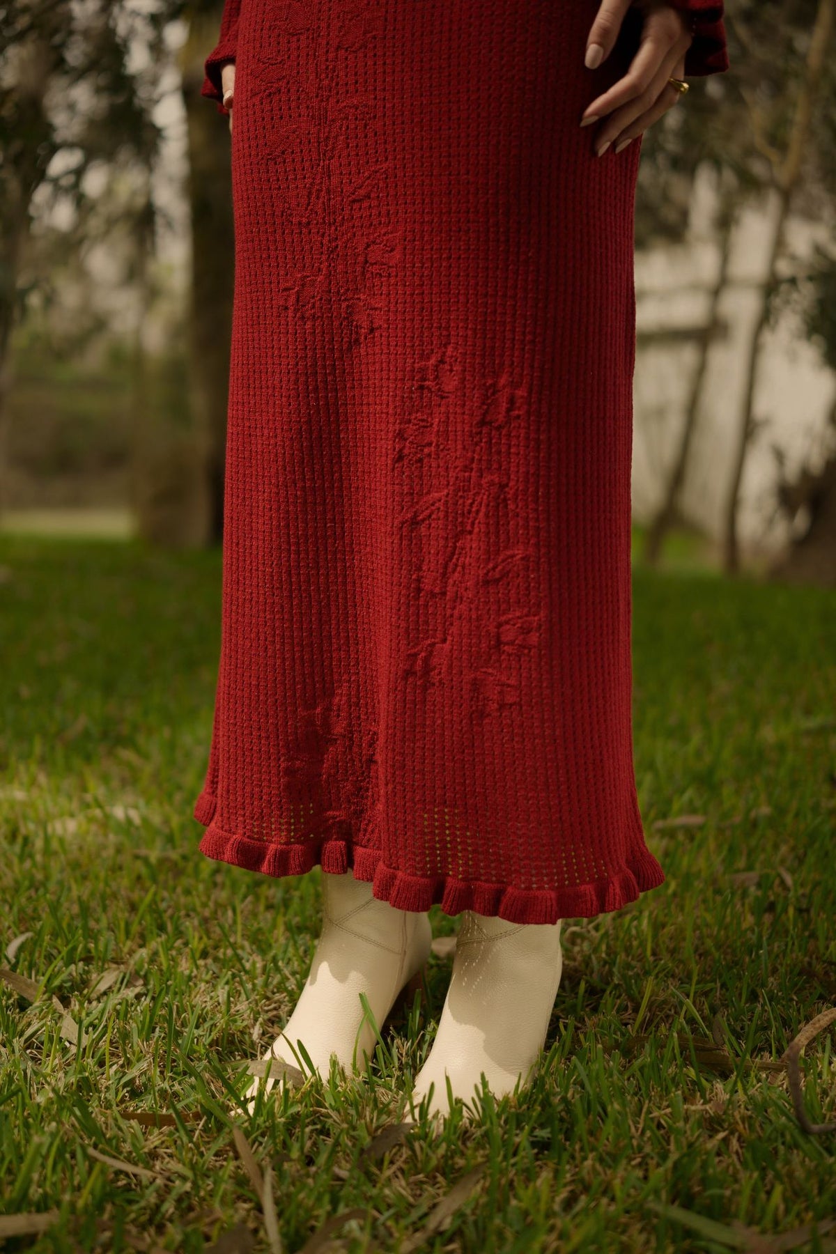 Vestido Petals Knit Guinda