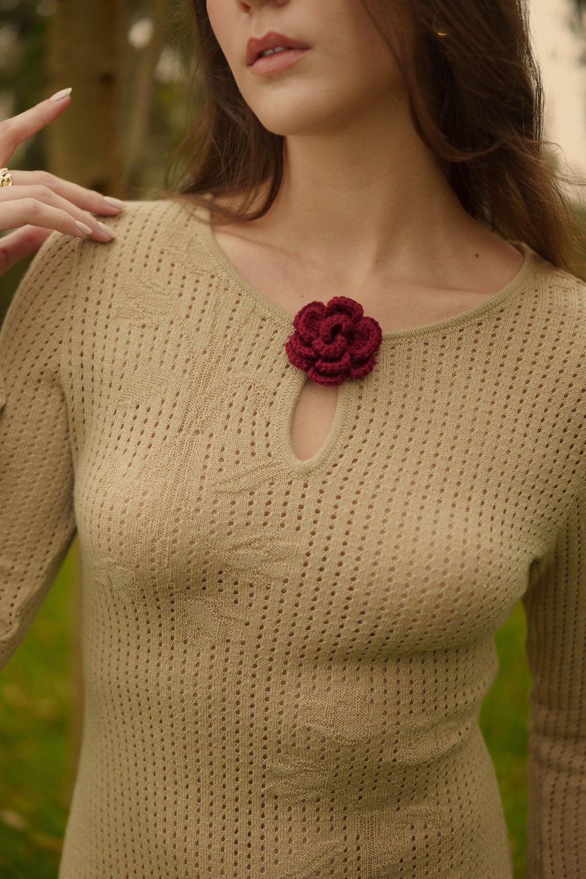 Vestido Petals Knit Beige
