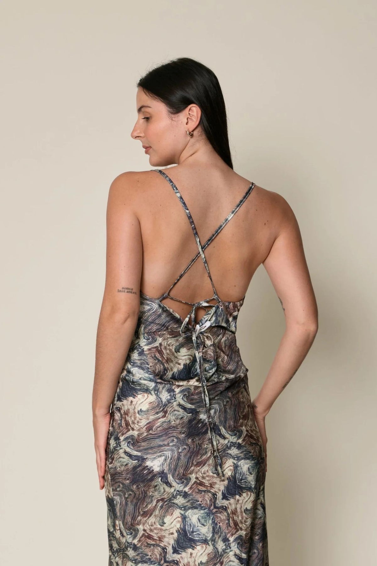 Vestido De Seda Marrón