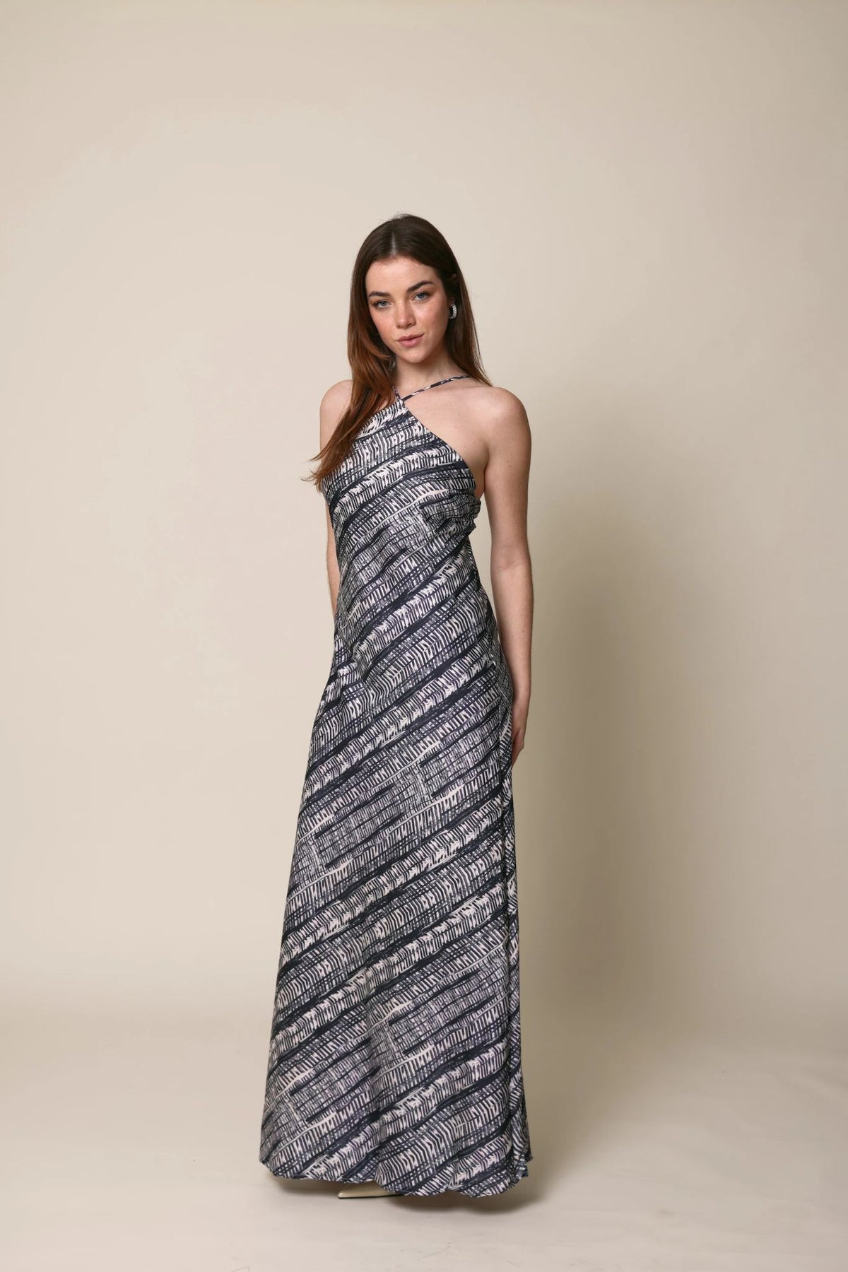 Vestido Seda Halter Azul