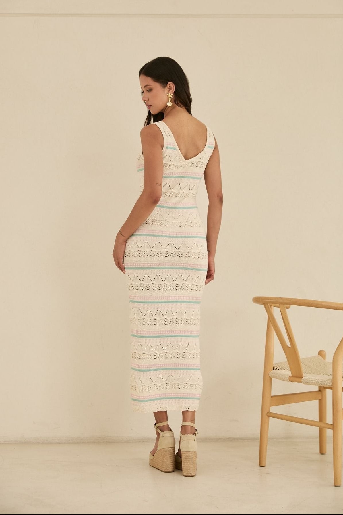 Vestido Olivia Crudo con Lineas Pasteles