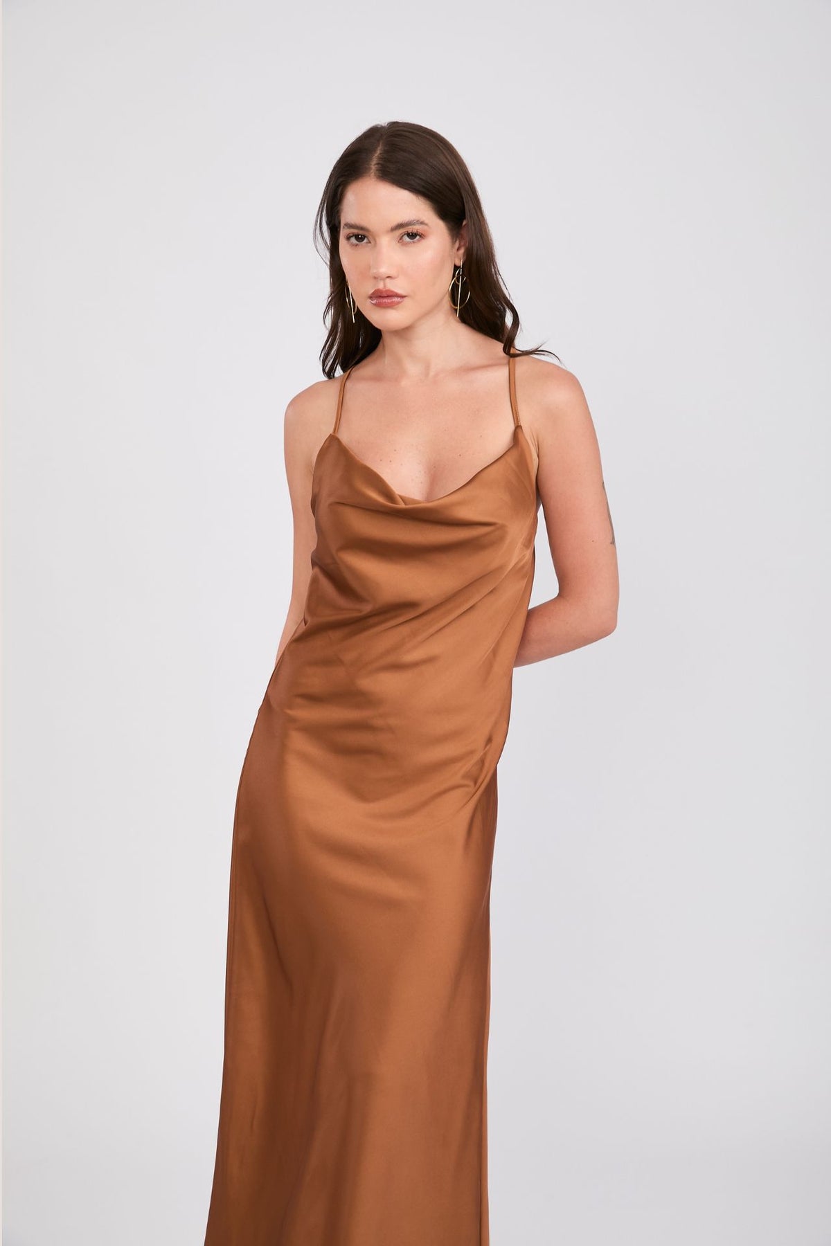 Vestido de Seda Bronze