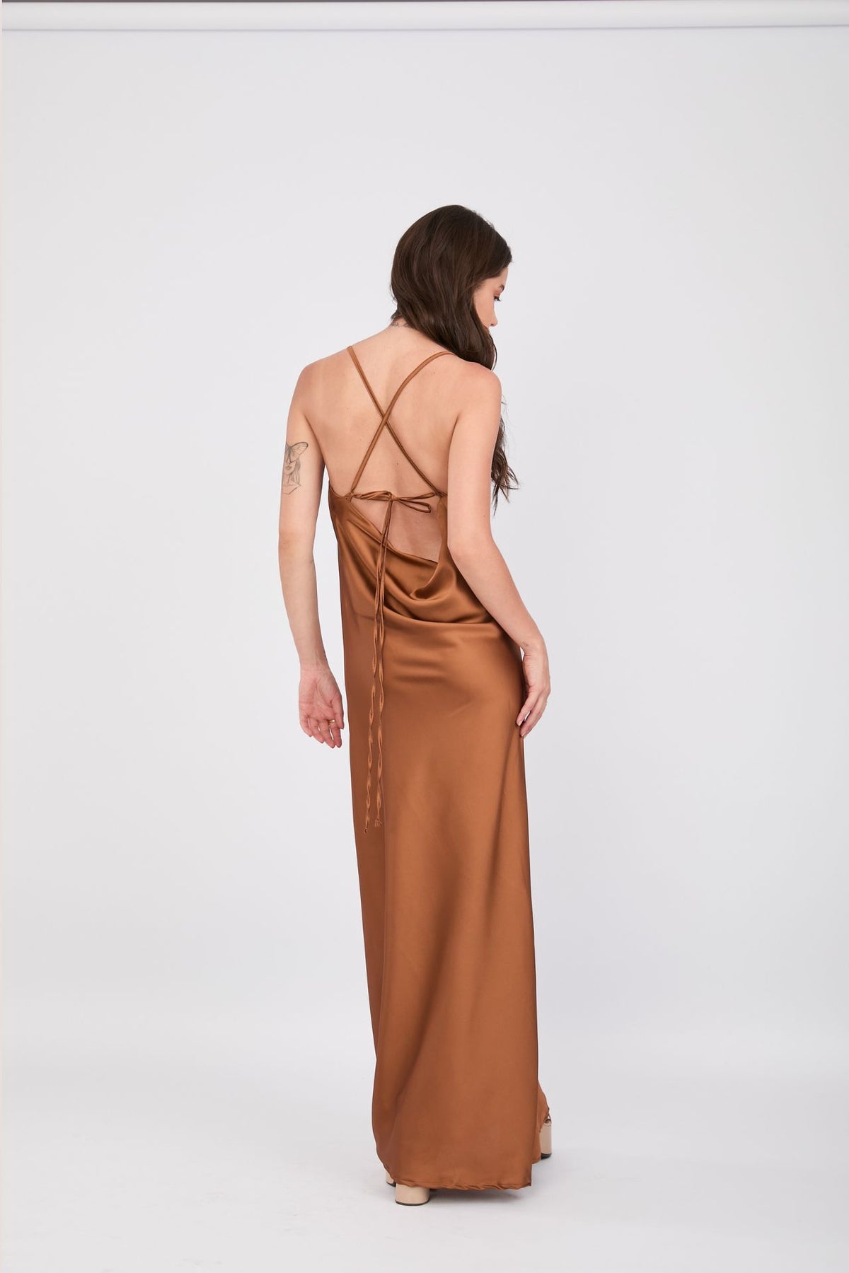 Vestido de Seda Bronze