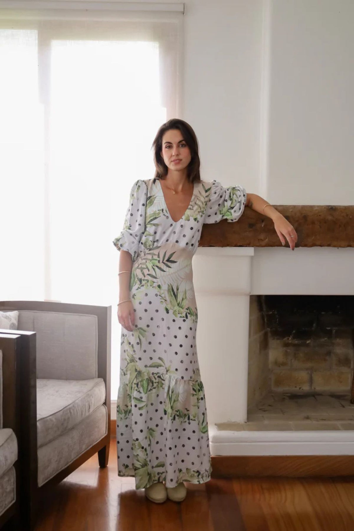 Vestido Sofia Blanco Palmeras