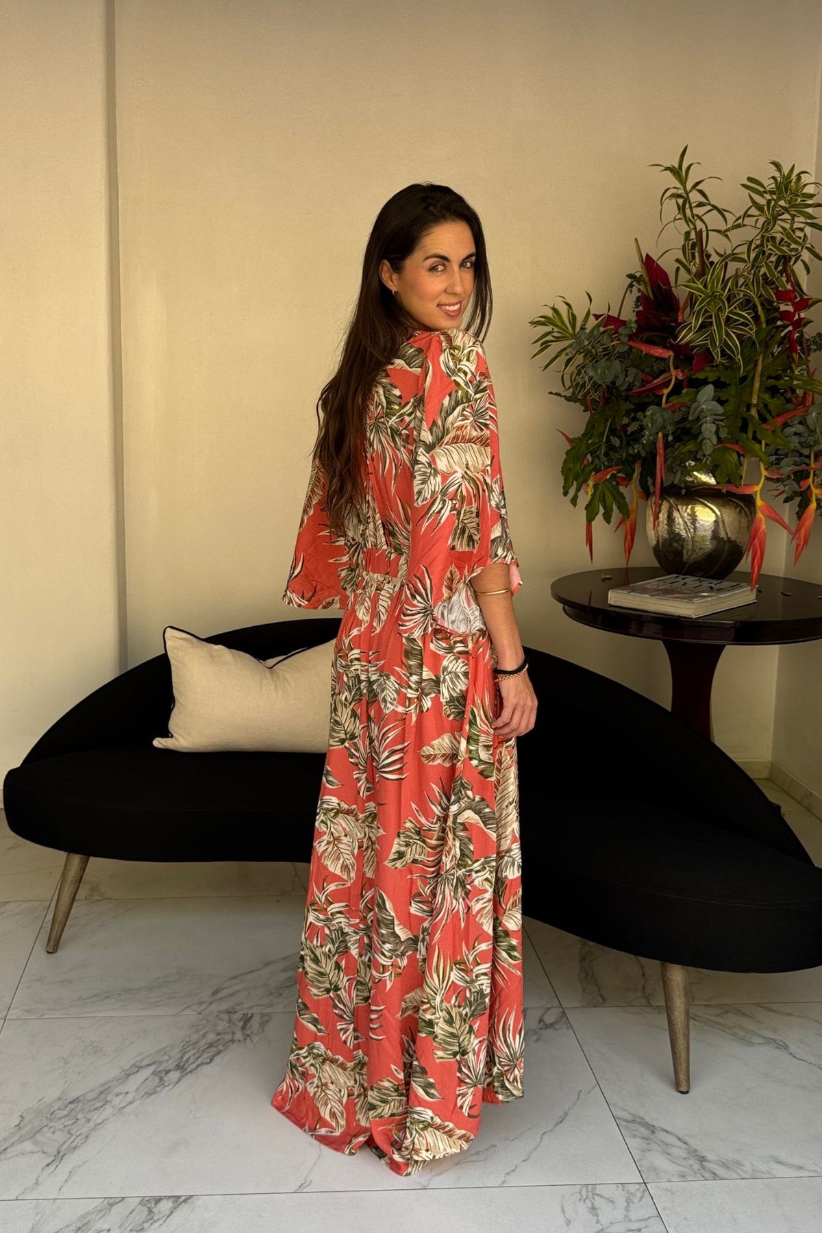 Vestido Alessia Coral Palmeras