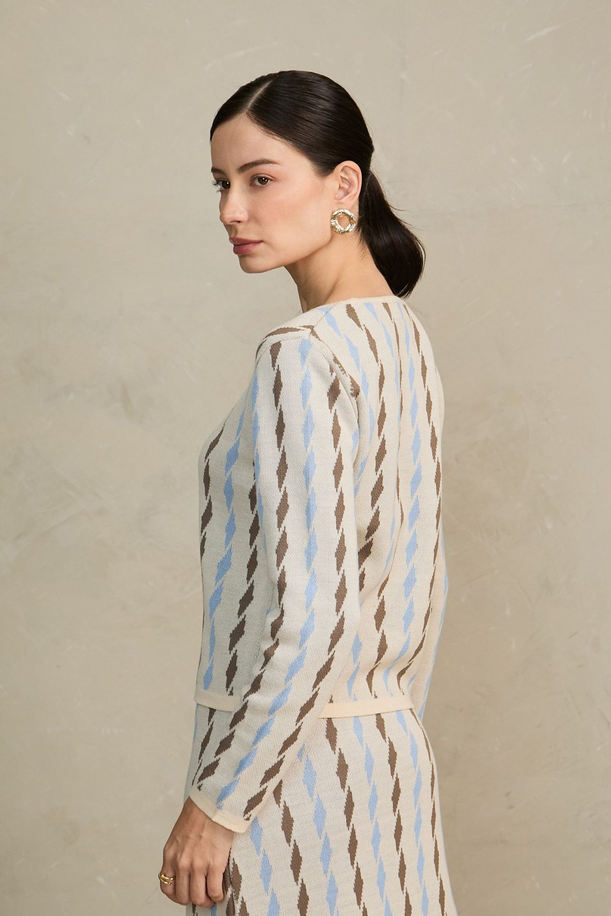Sweater Noemi Crema Con Celeste