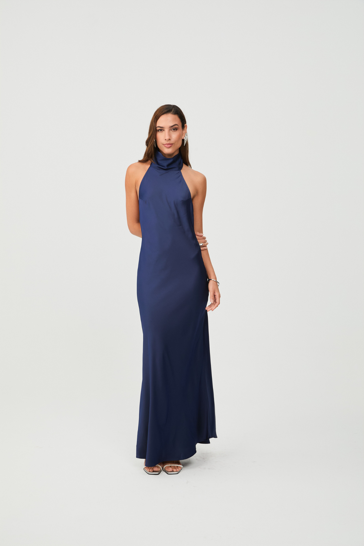 Vestido High Neck Navy Blue