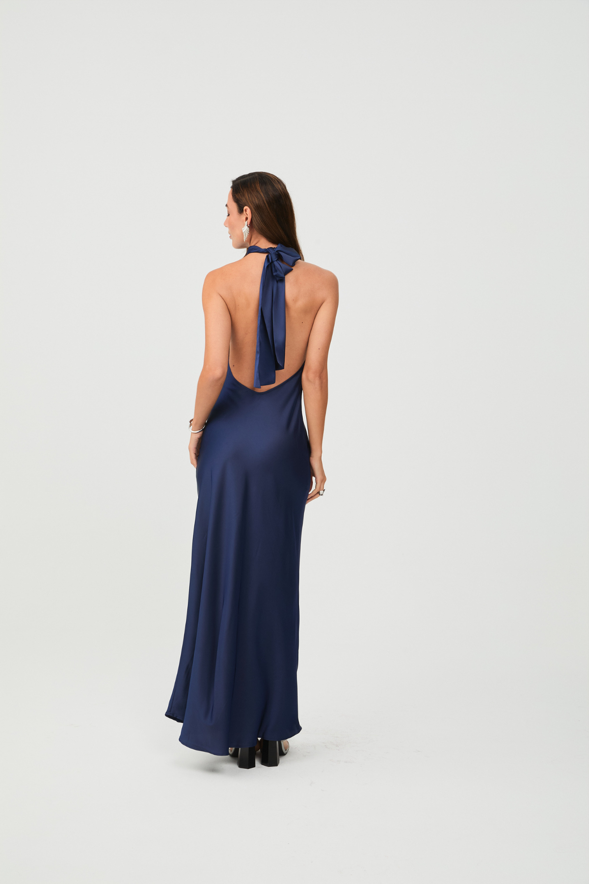 Vestido High Neck Navy Blue