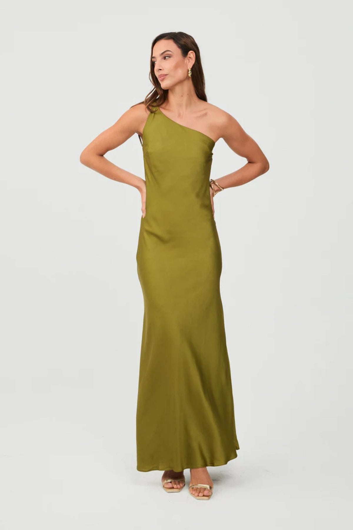 Vestido One Shoulder Olive