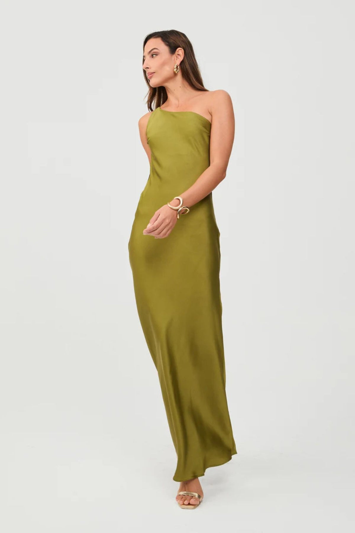 Vestido One Shoulder Olive