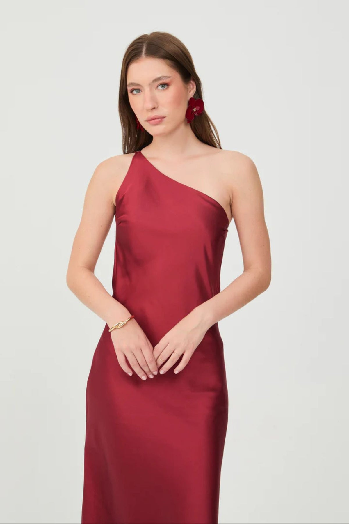 Vestido One Shoulder Cherry