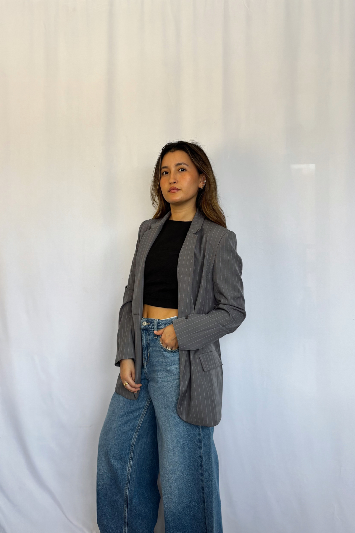 Blazer Amalia Gris Rayado