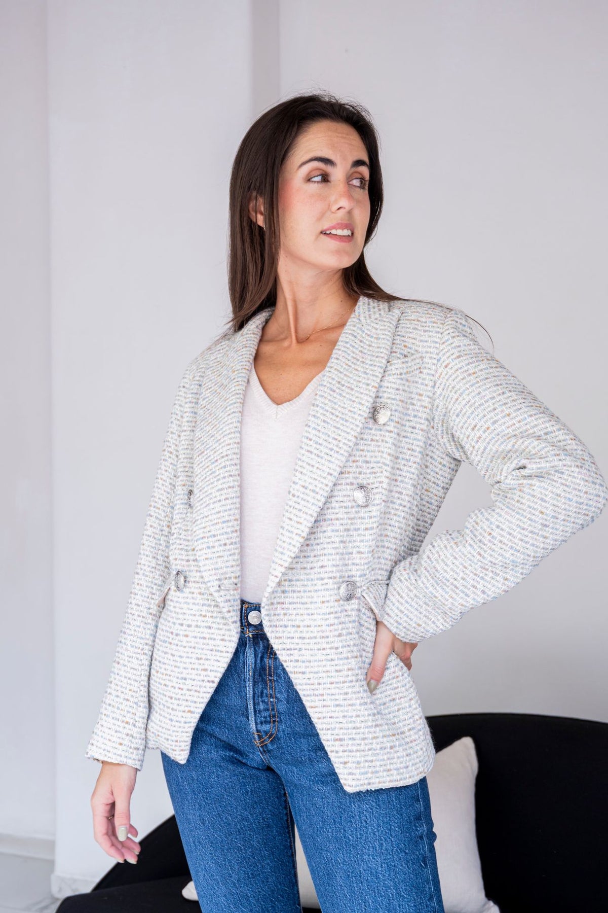 Blazer Tweed Blanco