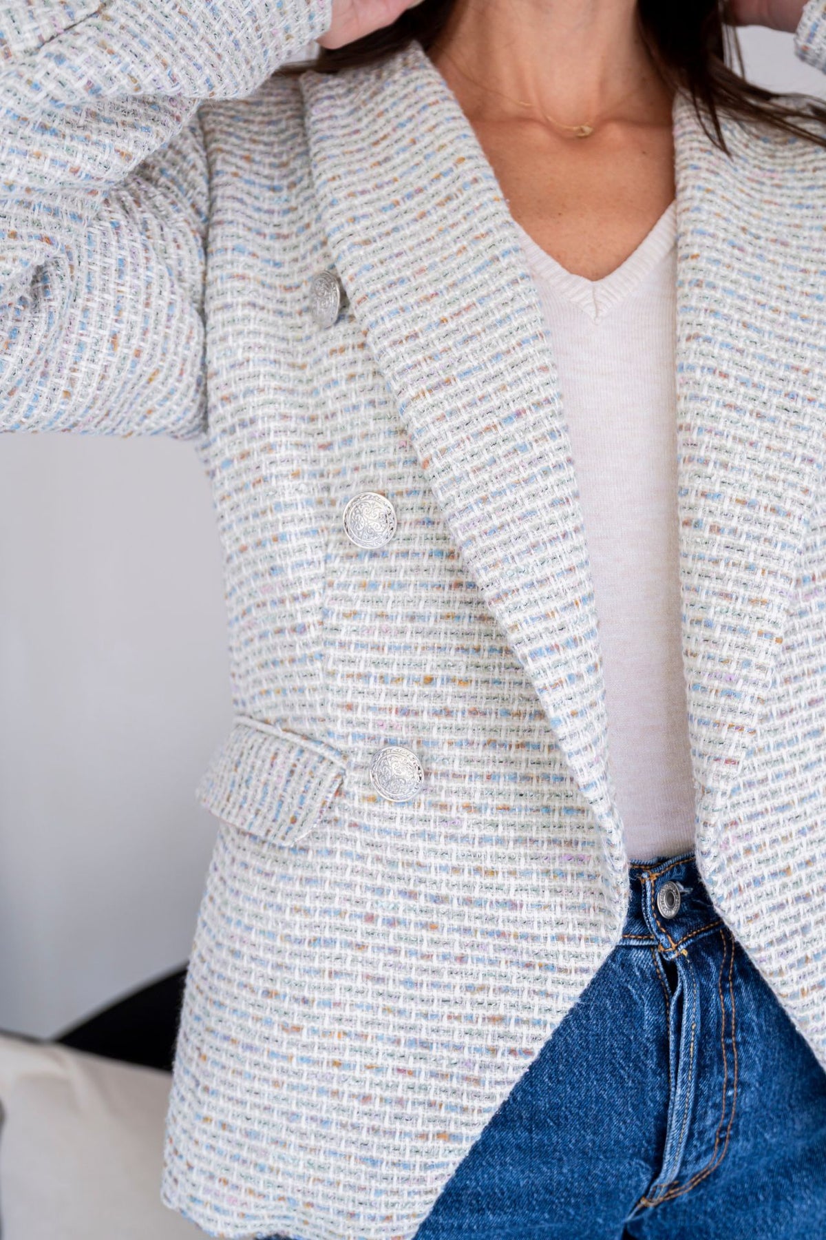 Blazer Tweed Blanco