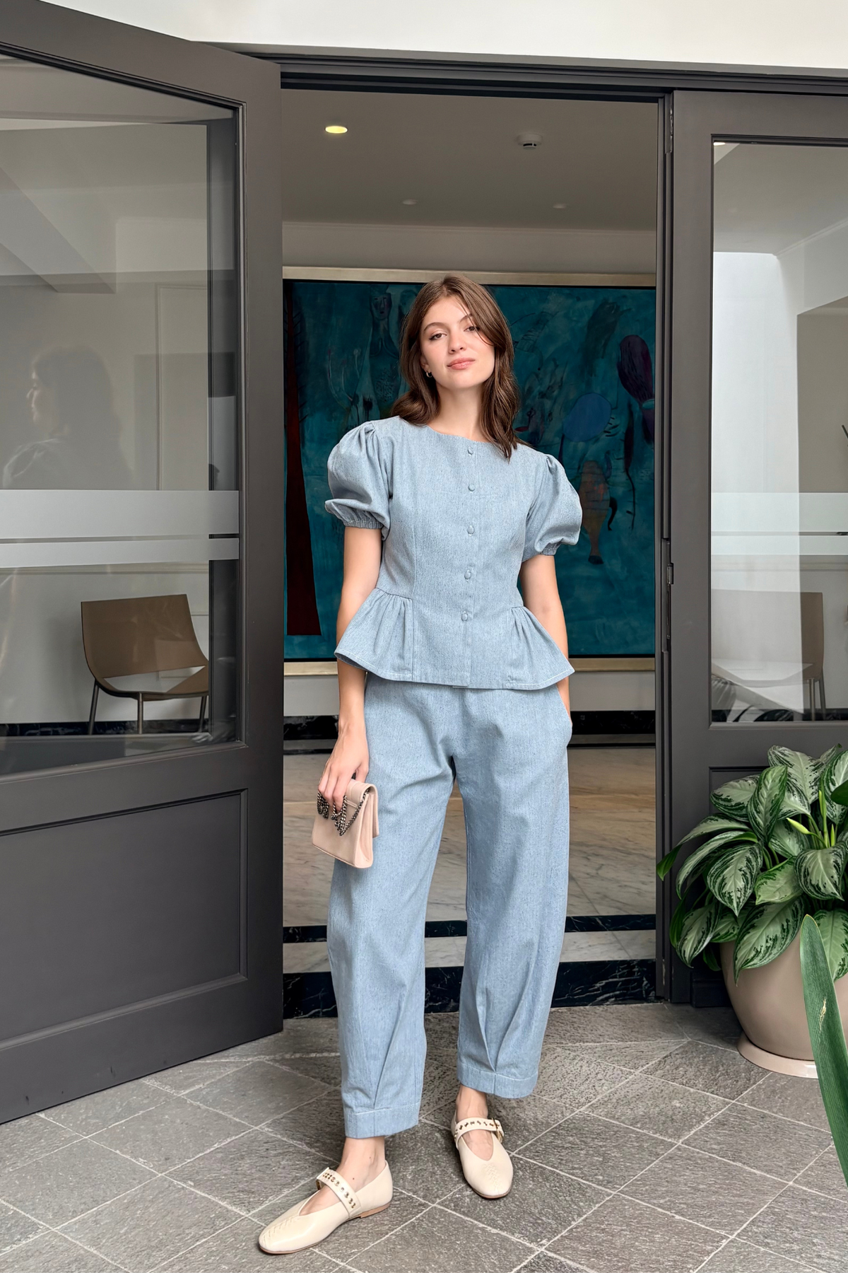 Pantalon Clara Denim Celeste