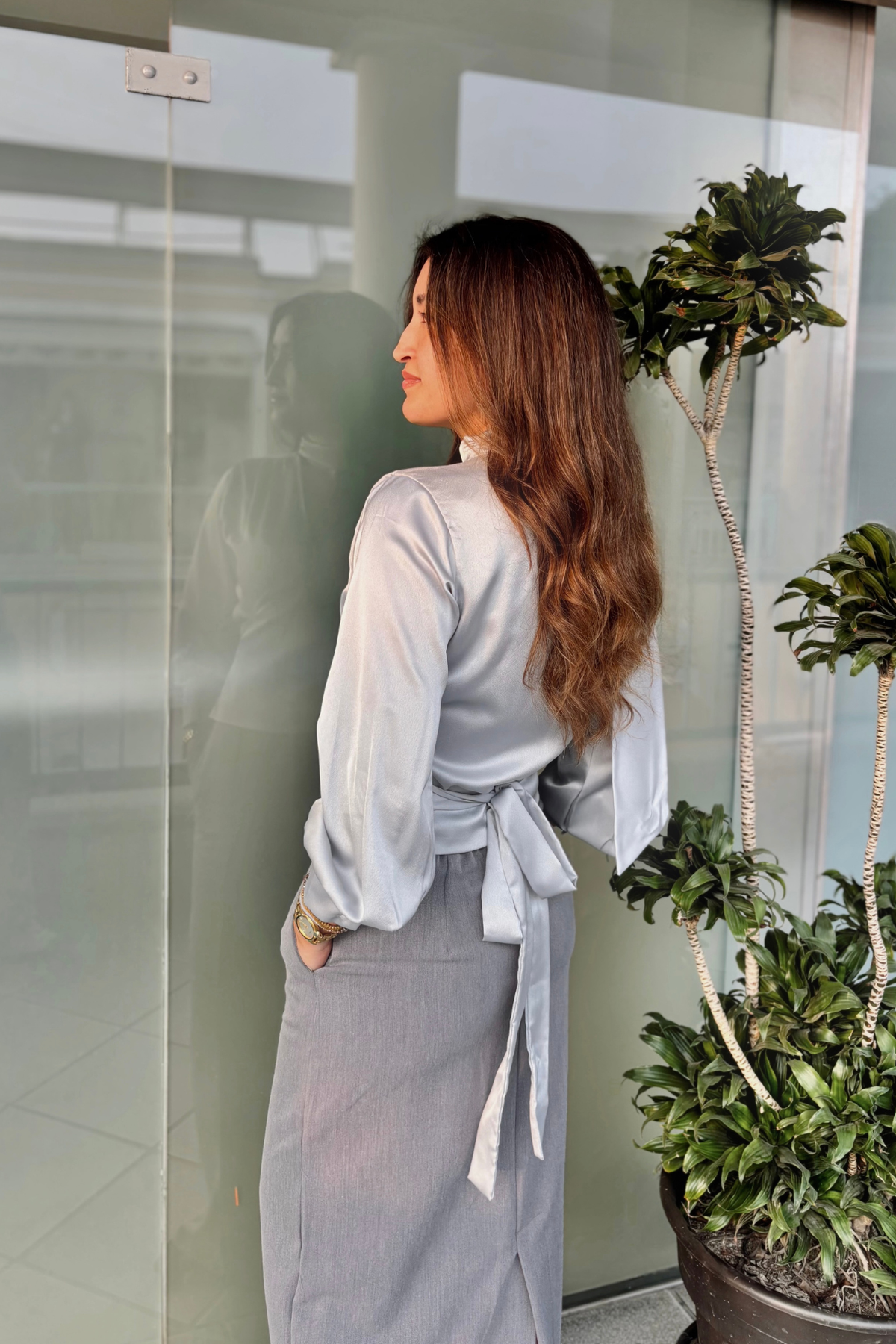 Blusa Isabel Celeste Acero