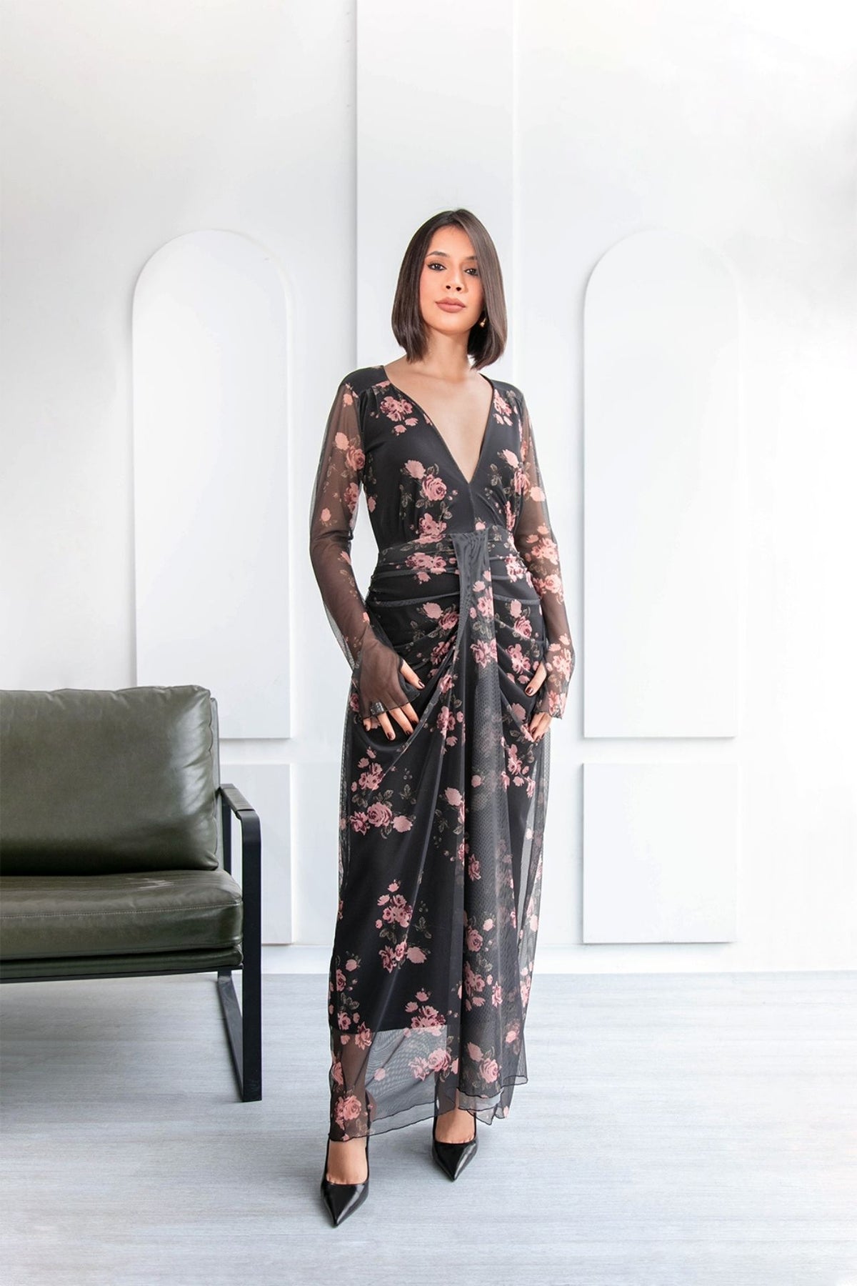 Vestido Marbella Negro Floral