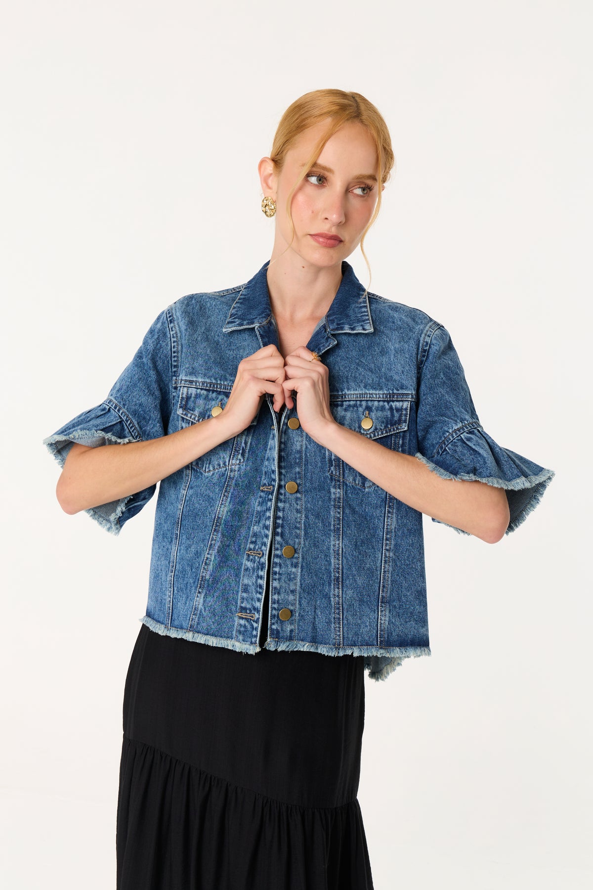 Ruffle Denim Jacket