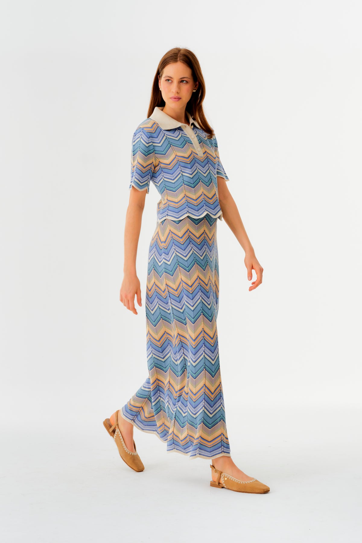 Pre Venta Falda Zoe Azul Con Marrón
