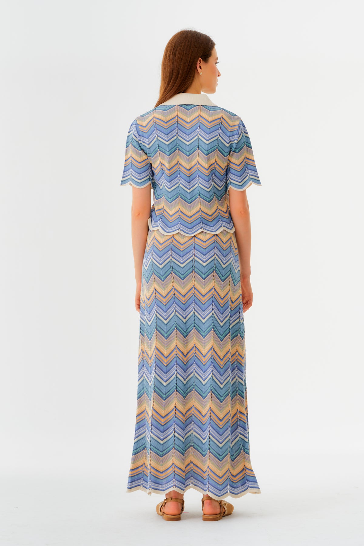Pre Venta Falda Zoe Azul Con Marrón
