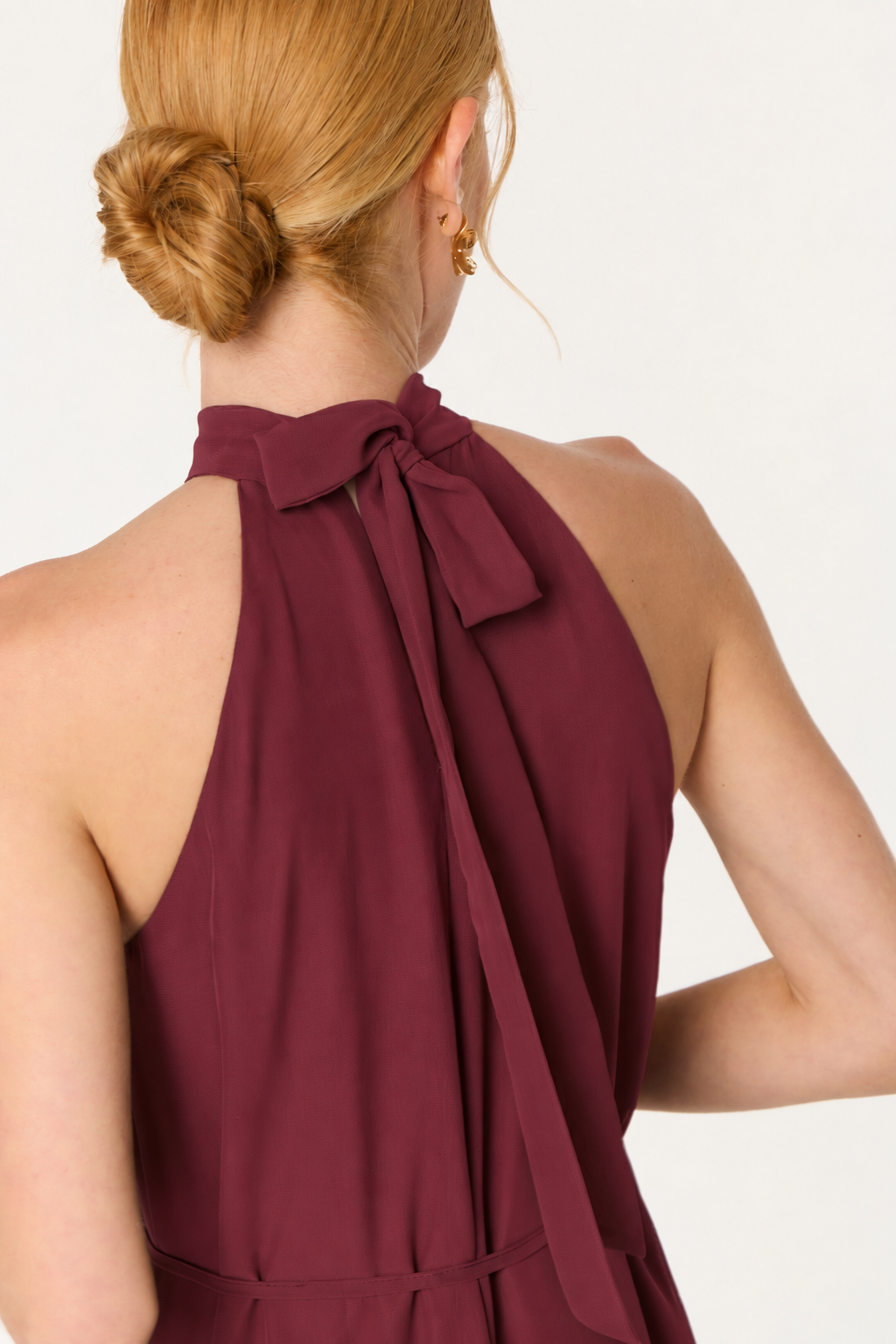 Vestido Halter Gasa Vino